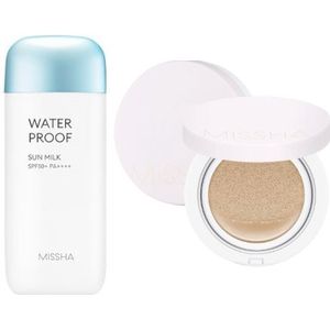 MISSHA All-Around Safe Block Waterproof Sun Milk SPF 50+/PA++++ - 70ml (1ea) + Magic Cushion Cover Lasting - 15g (SPF50+...