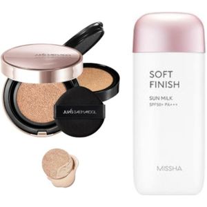 Jung Saem Mool - Masterclass Radiant Cushion - Cushion 15g + Refill 15g - N1 Ivory (1ea) + MISSHA - All-Around Safe Block Soft