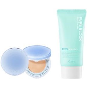 A'PIEU - Pure Block Aqua Sun Gel SPF50+ PA+++ X Romand - Bare Water Cushion - 20g - 23 Beige
