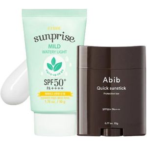 Abib - Quick Sunstick Protection Bar SPF50+ PA++++ - 22g X ETUDE - Sunprise Mild Watery Light Sunscreen SPF 50+ PA++++ - 50g Set