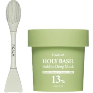 P.CALM - Holy Basil Bubble Deep Mask - 90g (1ea) + Dual Pore Cleansing Brush (1ea) Set