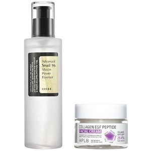 COSRX - Advanced Snail 96 Mucin Power Essence 100ml + APLB - Collagen EGF Peptide Facial Cream - 55ml Set