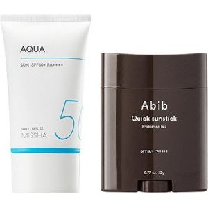 Abib - Quick Sunstick Protection Bar SPF50+ PA++++ - 22g X MISSHA - All-Around Safe Block Aqua Sun SPF50+ PA++++ - 50ml Set