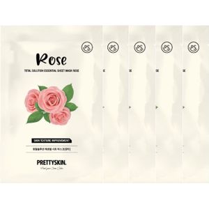 PRETTYSKIN - Total Solution Essential Sheet Mask - 1pc - Rose (5ea) Set