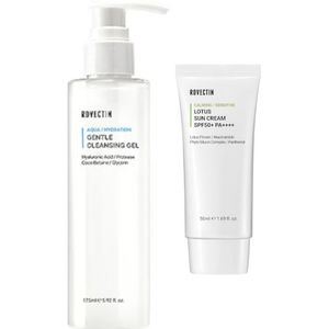 ROVECTIN - Aqua Gentle Cleansing Gel - 175ml + Calming Lotus Sun Cream SPF50+ PA++++ - 50ml Set