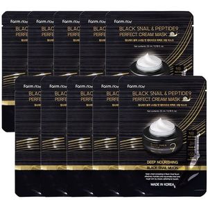 Farm Stay - Black Snail & Peptide9 Perfect Cream Mask - 10stukken