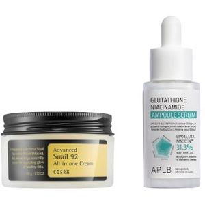 COSRX - Advanced Snail 92 All In One Cream - 100g + APLB - Glutathione Niacinamide Ampoule Serum - 40ml Set