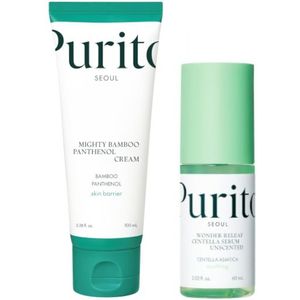 Purito SEOUL - Mighty Bamboo Panthenol Cream - 100ml + Wonder Releaf Centella Serum Unscented - 60ml Set