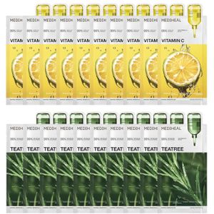 Mediheal - Vita Essential Mask - 10pcs + Teatree Essential Mask - 10pcs Set