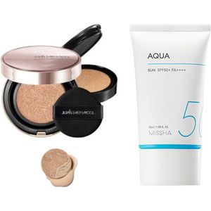Jung Saem Mool - Masterclass Radiant Cushion - Cushion 15g + Refill 15g - Y4 Sand (1ea) + MISSHA - All-Around Safe Block Aqua...
