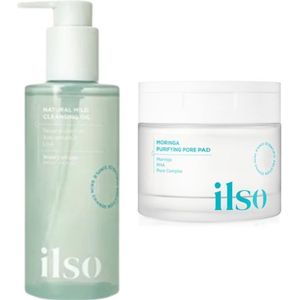 ILSO - Natural Mild Cleansing Oil - 200ml + Moringa Purifying Pore Pad - 160ml Set