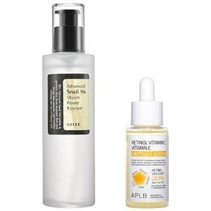 COSRX - Advanced Snail 96 Mucin Power Essence 100ml + APLB - Retinol Vitamin C Vitamin E Ampoule Serum - 40ml Set
