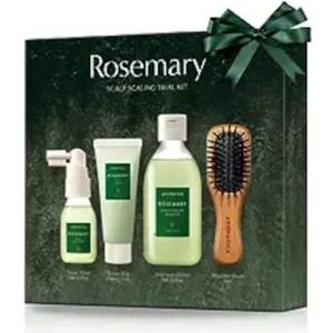 aromatica - Rosemary Scalp Scaling Trial Kit (With Mini Wooden Hair Brush) - 1set(4artikelen)