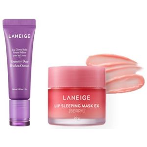LANEIGE - Lip Glowy Balm - 10g - Gummy Bear (1ea) X Lip Sleeping Mask EX - 20g - Berry (1ea)