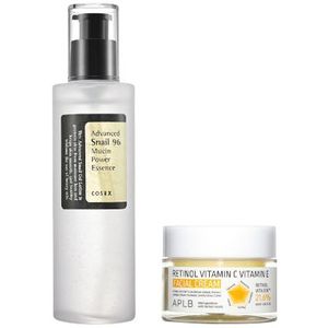COSRX - Advanced Snail 96 Mucin Power Essence 100ml + APLB - Retinol Vitamin C Vitamin E Facial Cream - 55ml Set