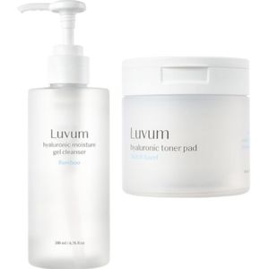 LUVUM - Bamboo Hyaluronic Moisture Gel Cleanser - 200ml + Witch Hazel Hyaluronic Toner Pad - 130ml/ 60ea Set