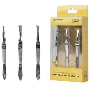 F3 SYSTEMS - Essential Tweezer Set - Point & Slant & Flat - 1set
