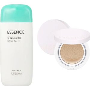 MISSHA All Around Safe Block Essence Sun Milk EX - 70ml (SPF50+ PA+++) (1ea) + Magic Cushion Cover Lasting - 15g (SPF50+...