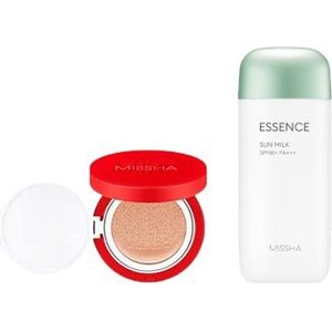 MISSHA - All Around Safe Block Essence Sun Milk EX - 70ml (SPF50+ PA+++) X MISSHA - Velvet Finish Cushion SPF50+ PA+++ - 15g - 23