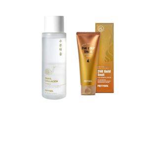 PRETTYSKIN - Snail Collagen Toner - 250ml (1ea) + Total Solution 24K Gold Snail Cleansing Foam - 150ml (1ea) Set