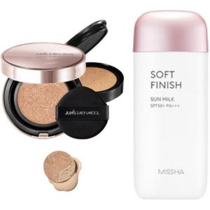 Jung Saem Mool - Masterclass Radiant Cushion - Cushion 15g + Refill 15g - Y4 Sand (1ea) + MISSHA - All-Around Safe Block Soft...