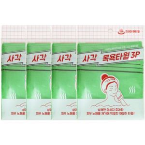 Sungbo Cleamy - Genuine Korean Exfoliating Bath Washcloth - Green - 3pcs (4ea) Set
