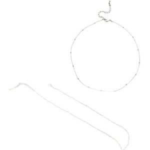 MsBlossom - Plated Metal Bead Choker - 1pc - Silver/White (Color Chosen at Random)