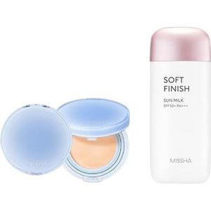 MISSHA - All-Around Safe Block Soft Finish Sun Milk SPF50+ PA+++ - 70ml X Romand - Bare Water Cushion - 20g - 21 Natural