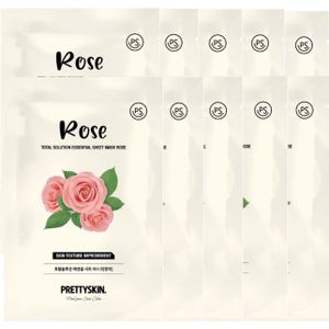PRETTYSKIN - Total Solution Essential Sheet Mask - 1pc - Rose (10ea) Set