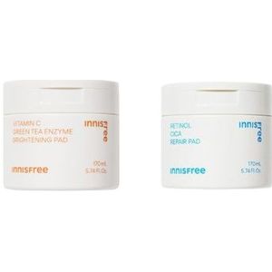 innisfree - Vitamin C Green Tea Enzyme Brightening Pad - 60 Sheets / 170ml (1ea) X Retinol Cica Repair Pad - 60 Sheets / 170ml