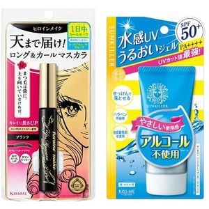 ISEHAN Kiss Me Heroine Make Long & Curl Super Waterproof Mascara (New Version) - 6g - 01 Black (1ea) + Sunkiller Perfect Water