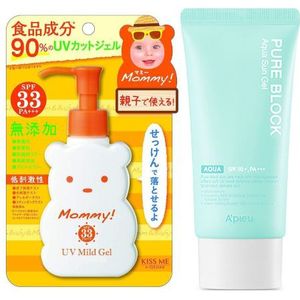 ISEHAN - Kiss Me Mommy UV Mild Gel SPF33 PA+++ - 100ml X APIEU Pure Block Aqua Sun Gel SPF50+ PA+++