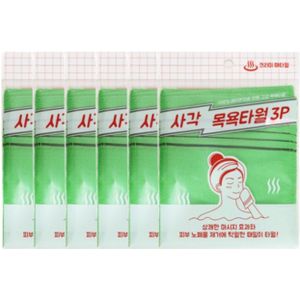 Sungbo Cleamy - Genuine Korean Exfoliating Bath Washcloth - Green - 3pcs (6ea) Set