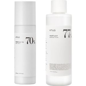 ANUA - Heartleaf 70% Daily Lotion - 200ml (1ea) + Heartleaf 77% Soothing Toner - 500ml (1ea) Set