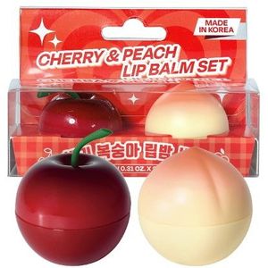 PRETTYSKIN - Cherry & Peach Lip Balm Set - 9g x2