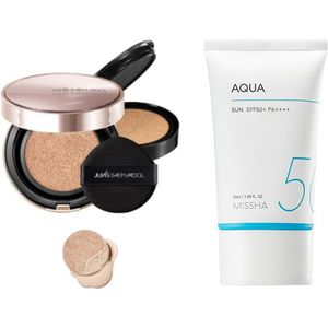 Jung Saem Mool - Masterclass Radiant Cushion - Cushion 15g + Refill 15g - N1 Ivory (1ea) + MISSHA - All-Around Safe Block Aqua