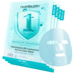 numbuzin - No. 1 Pantothenic B5 Hyaluronic Active Clear Mask (New Version of No.1 Dewy Glow Spa Sheet Mask) - 27g*4ea