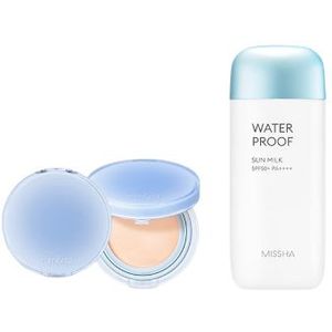 MISSHA - All-Around Safe Block Waterproof Sun Milk SPF 50+/PA++++ - 70ml X Romand - Bare Water Cushion - 20g - 17 Porcelain
