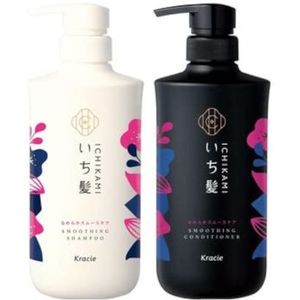 Kracie - Ichikami Smoothing Shampoo & Conditioner Pair Set - 480ml + 480g