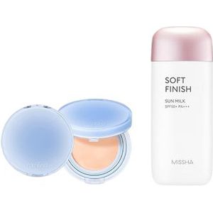 MISSHA - All-Around Safe Block Soft Finish Sun Milk SPF50+ PA+++ - 70ml X Romand - Bare Water Cushion - 20g - 21 Pure