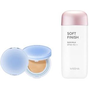 MISSHA - All-Around Safe Block Soft Finish Sun Milk SPF50+ PA+++ - 70ml X Romand - Bare Water Cushion - 20g - 25 Sand
