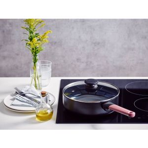 Brabantia TASTY+ Hapjespan met deksel - Ø 24 cm - keramische antiaanbaklaag - PFAS-vrij - Grape red