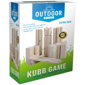 Outdoor Play Kubb Spel - Vervaardigd van Berkenhout - Geschikt voor Alle Leeftijden - Met Handige Draagzak en Uitgebreide Spelregels