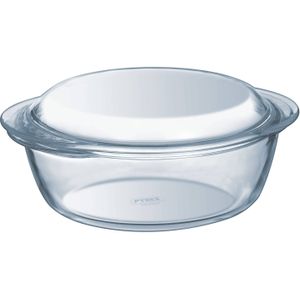 Pyrex - Essentials Ovenschaal Rond met Deksel 2,4 liter - Borosilicaatglas - Transparant