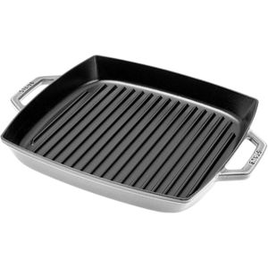 Staub grillpan inductie vierkant 33cm grafiet-grijs