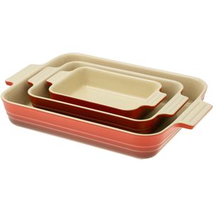 Le Creuset ovenschalen 79161000600080 set van 3, rechthoekig, rood