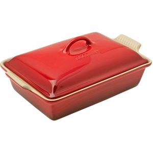 Le Creuset ovenschaal rechthoekig met deksel, 33 cm, rood