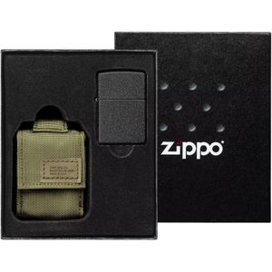 Zippo Tactical Green Pouch and Black Crackle Windproof 49400-000002, aansteker gift set