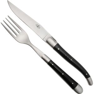 Forge de Laguiole Knife and Fork TF2MINEB Ebony, 2-delige bestekset, gematteerd