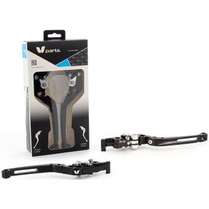 V PARTS Opvouwbare hendels 177 mm CNC zwarte/aluminium schroeven met adapters per paar Kawasaki